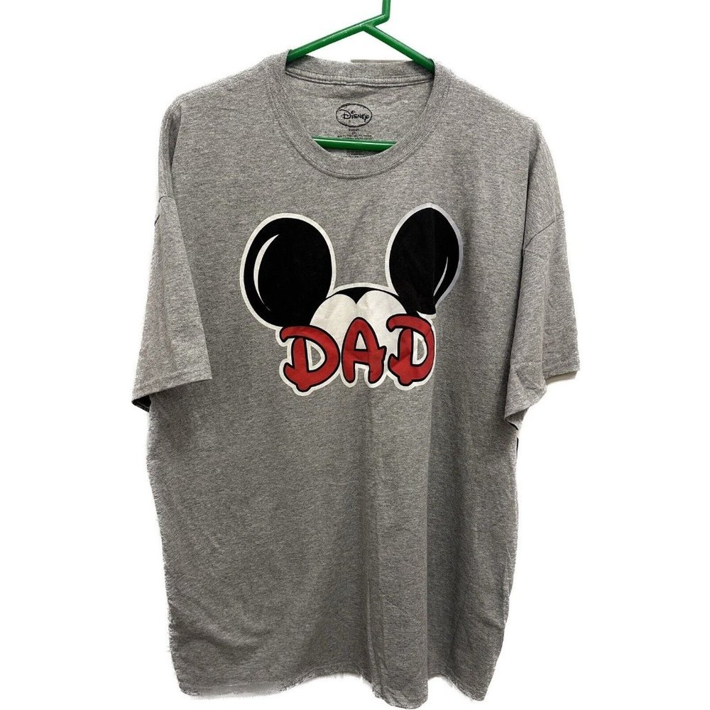New Disney men’s T-shirt DAD Mickey Ears Gray 2XL